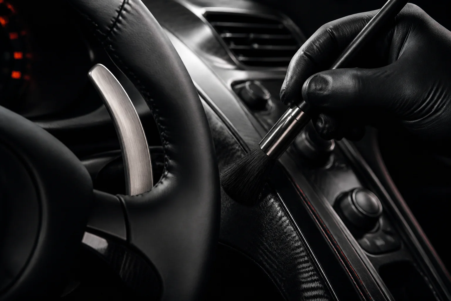 Premium vehicle interior after detailing